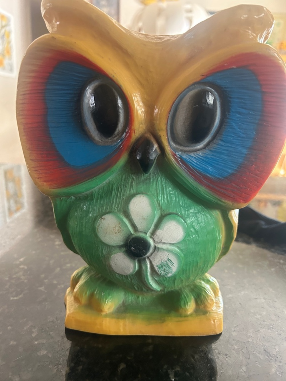 1970’s plastic psychedelic owl bank